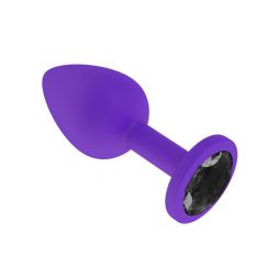 Анальная втулка Silicone Purple Small с черным кристаллом