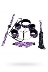 Кружевной наборTOYFA Marcus (маска, наручники, оковы, ошейник, флоггер, кляп), пурпурный