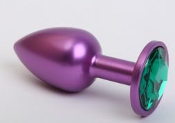 Анальная пробка Purple Small с зеленым стразом