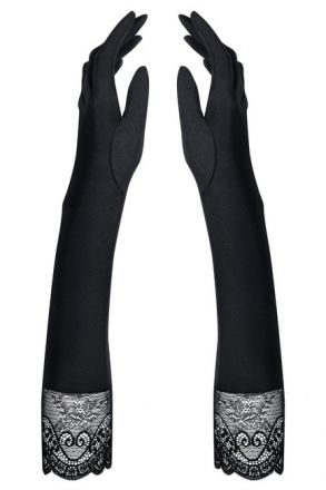 Чёрные перчатки Miamor Gloves с кружевом и камнями