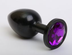 Анальная пробка Black Small с фиолетовым кристаллом