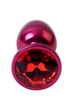 Красная анальная пробка Metal Small с рубиновым кристаллом