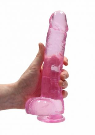 Розовый фаллоимитатор Realrock Crystal Clear 25 см