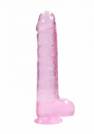 Розовый фаллоимитатор Realrock Crystal Clear 25 см